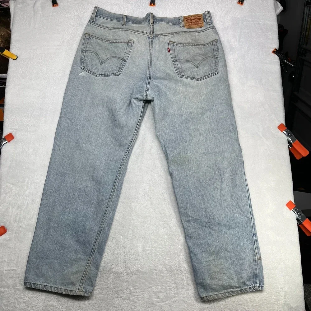 Levi's 550‎ Relaxed Fit Jeans Men's 39X30 Blue Denim Pockets Zip Fly - Flaws